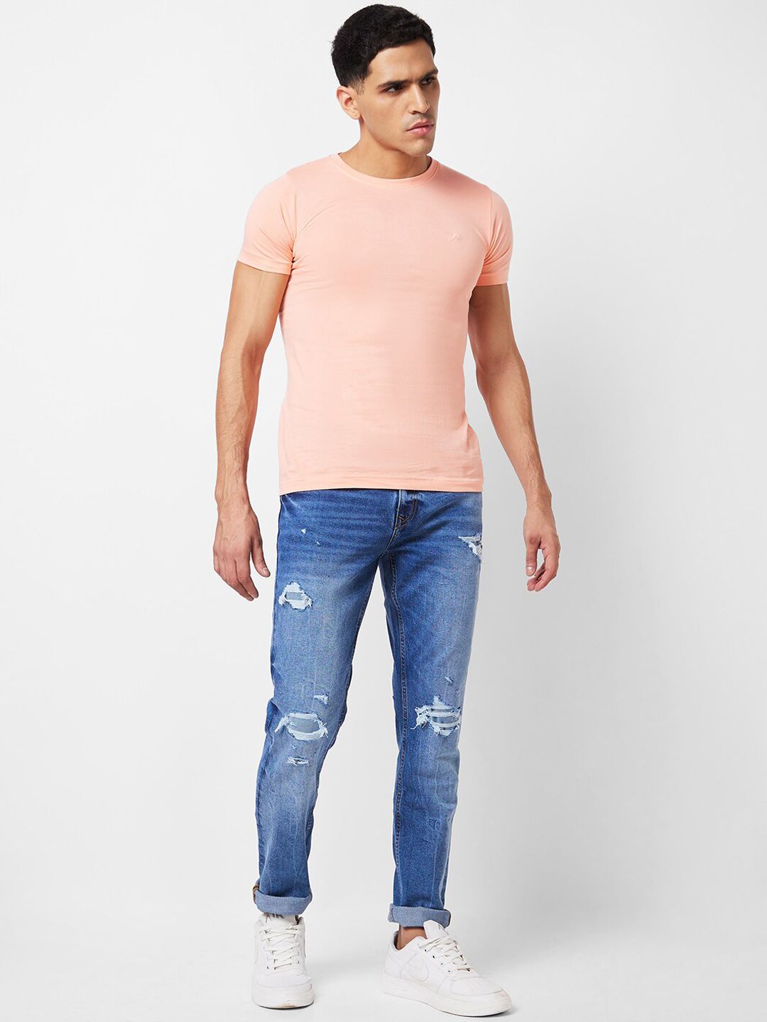 SPYKAR Men Skinny Fit Low-Rise Mildly Distressed Heavy Fade Jeans