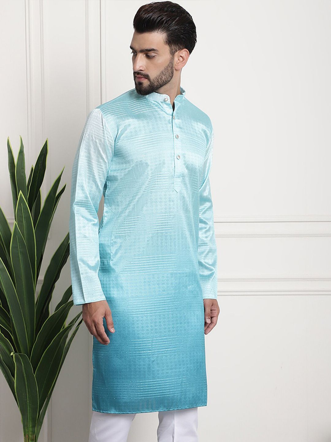 SOJANYA Kurta Lurus Tenunan Etnik Cotton Silk