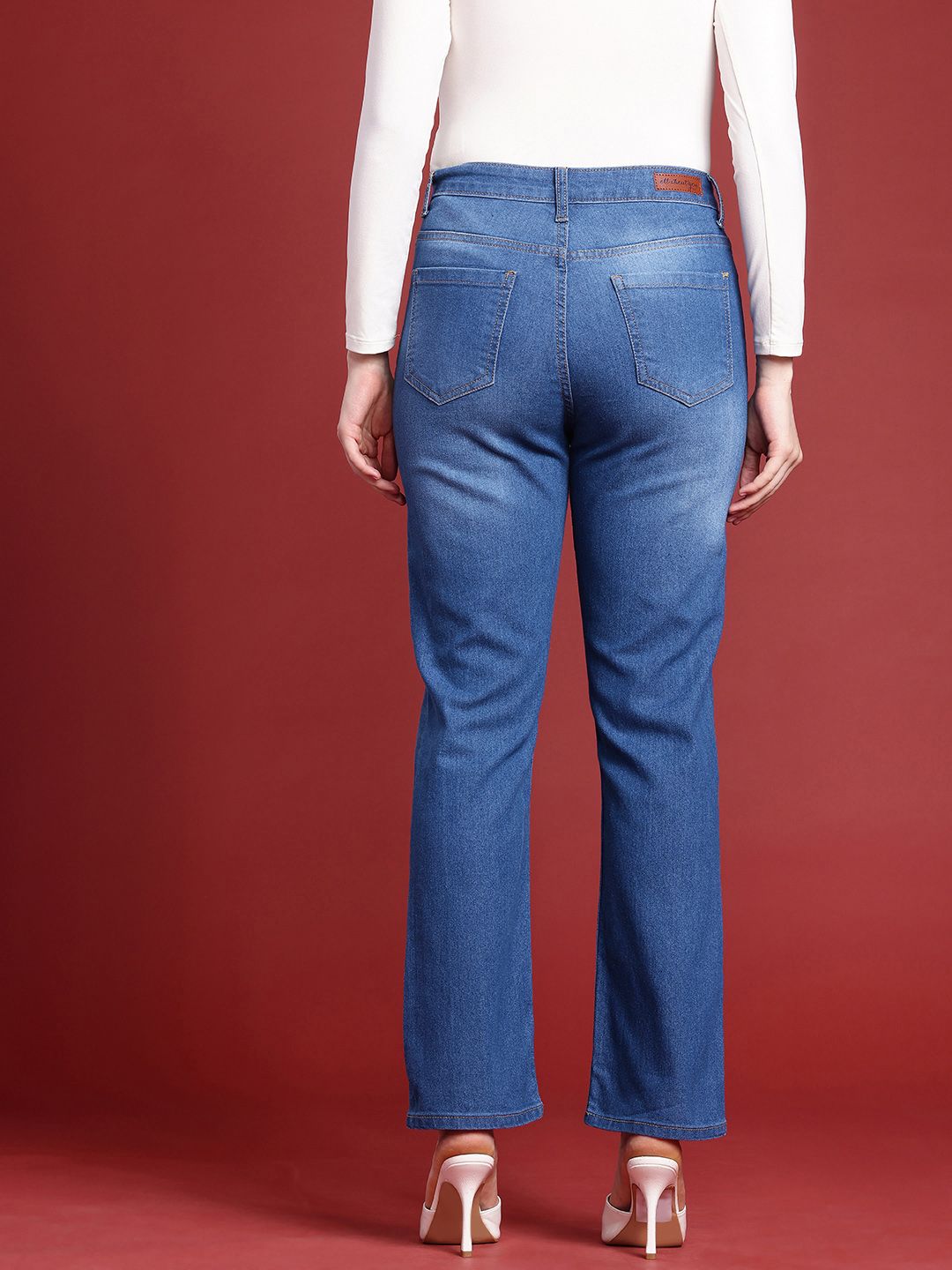 all about you Women Straight Fit High-Rise Light Fade Stretchable Jeans