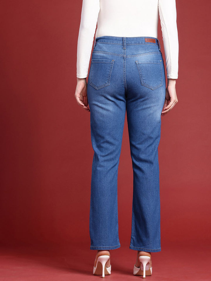 all about you Women Straight Fit High-Rise Light Fade Stretchable Jeans