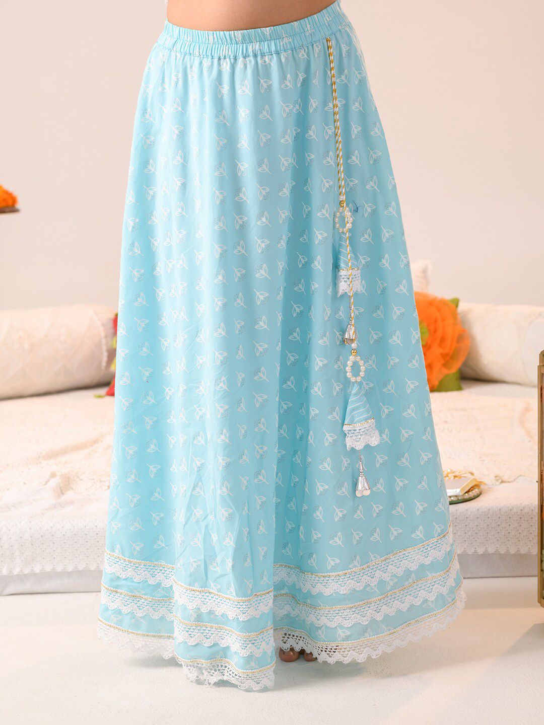 pspeaches Girls Printed Ready to Wear Lehenga & Blouse With Dupatta