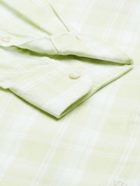 THE BEAR HOUSE Men Green Slim Fit Tartan Checks Checked Casual Shirt