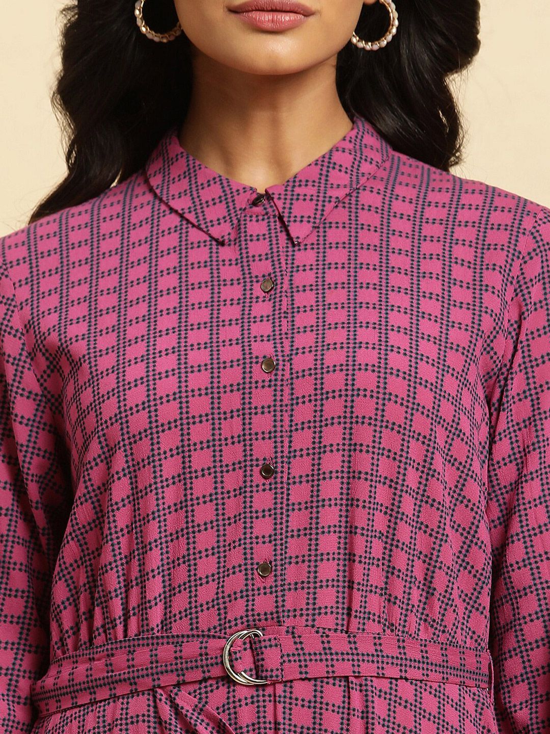 W Geometric Printed A-Line Midi Dress