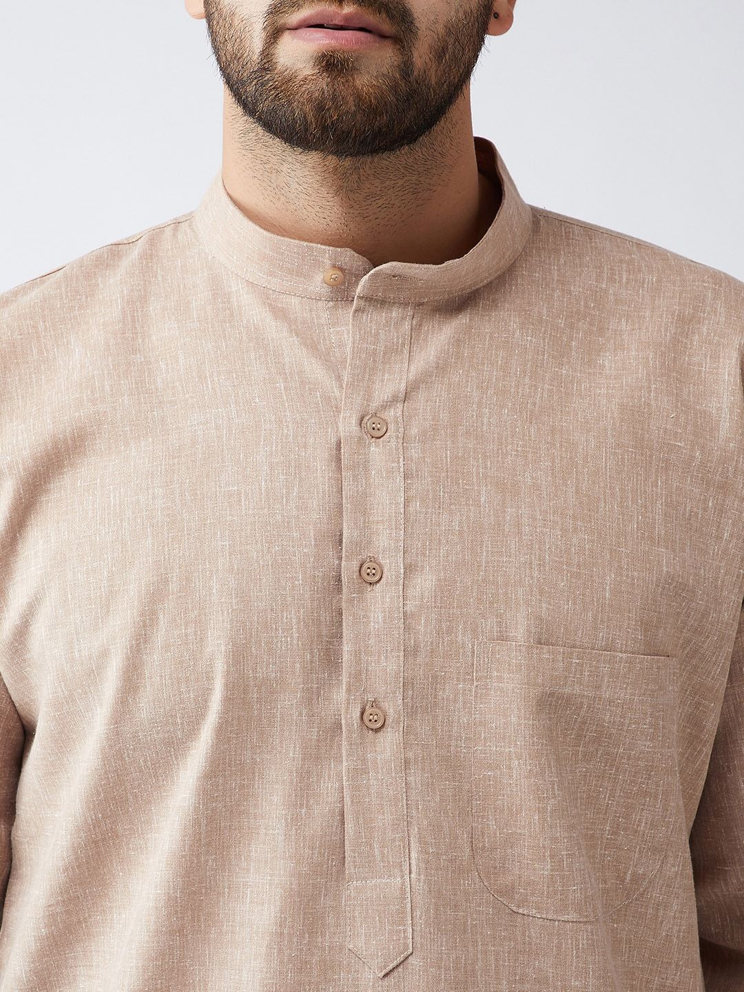 SOJANYA Men Beige Solid Straight Kurta
