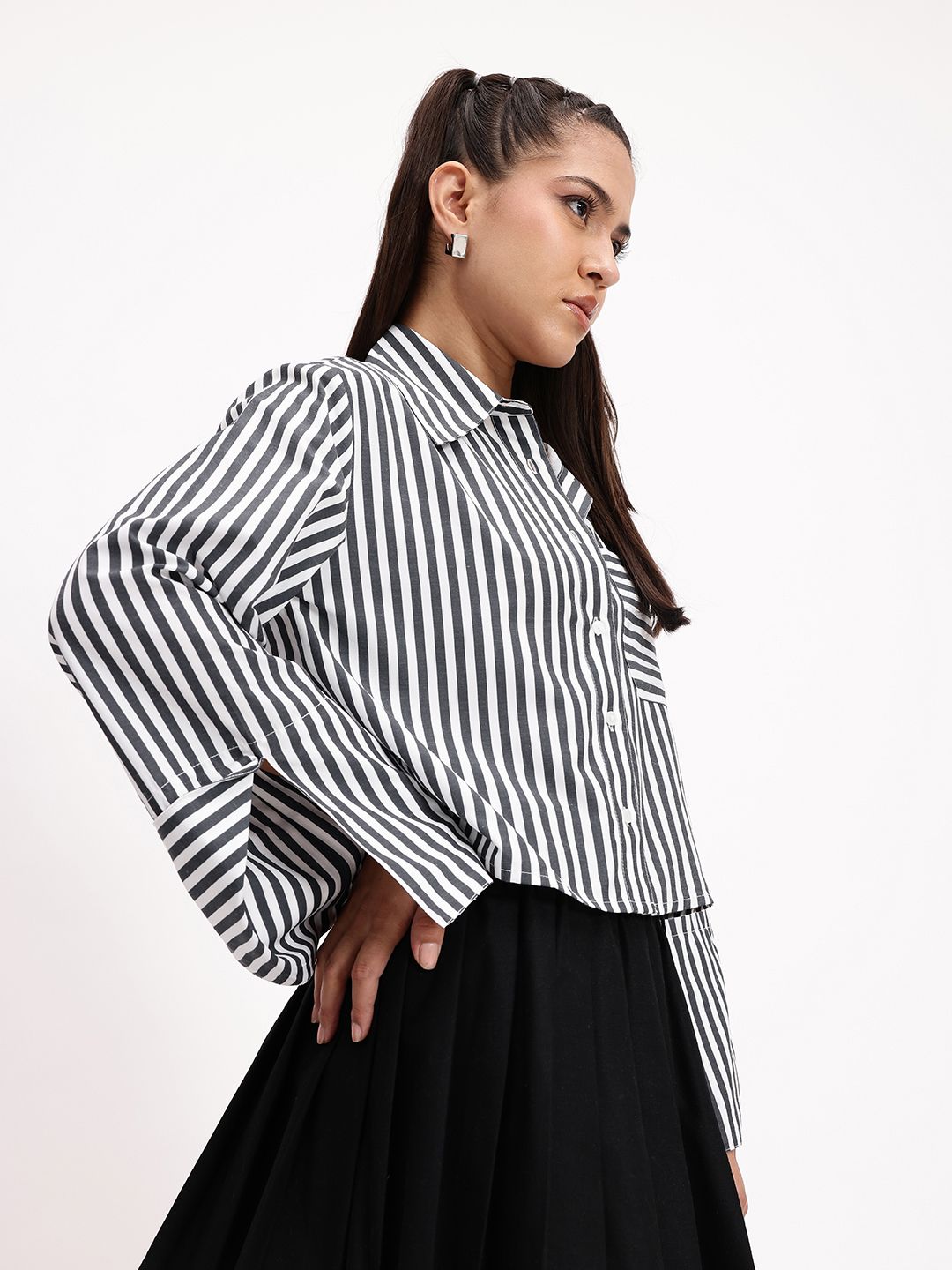 DressBerry Striped Story Slit Sleeves Season Shirt