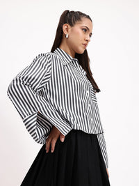 DressBerry Striped Story Slit Sleeves Season Shirt