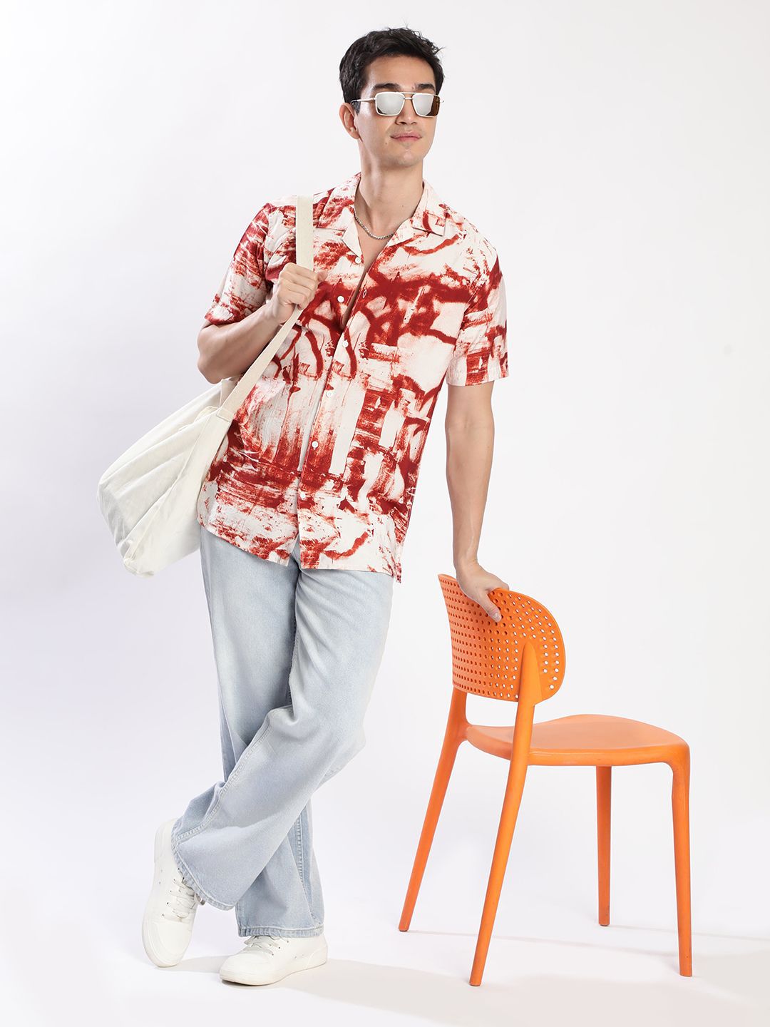 Bene Kleed Men Cuban Collar Abstract Printed  Casual Shirts