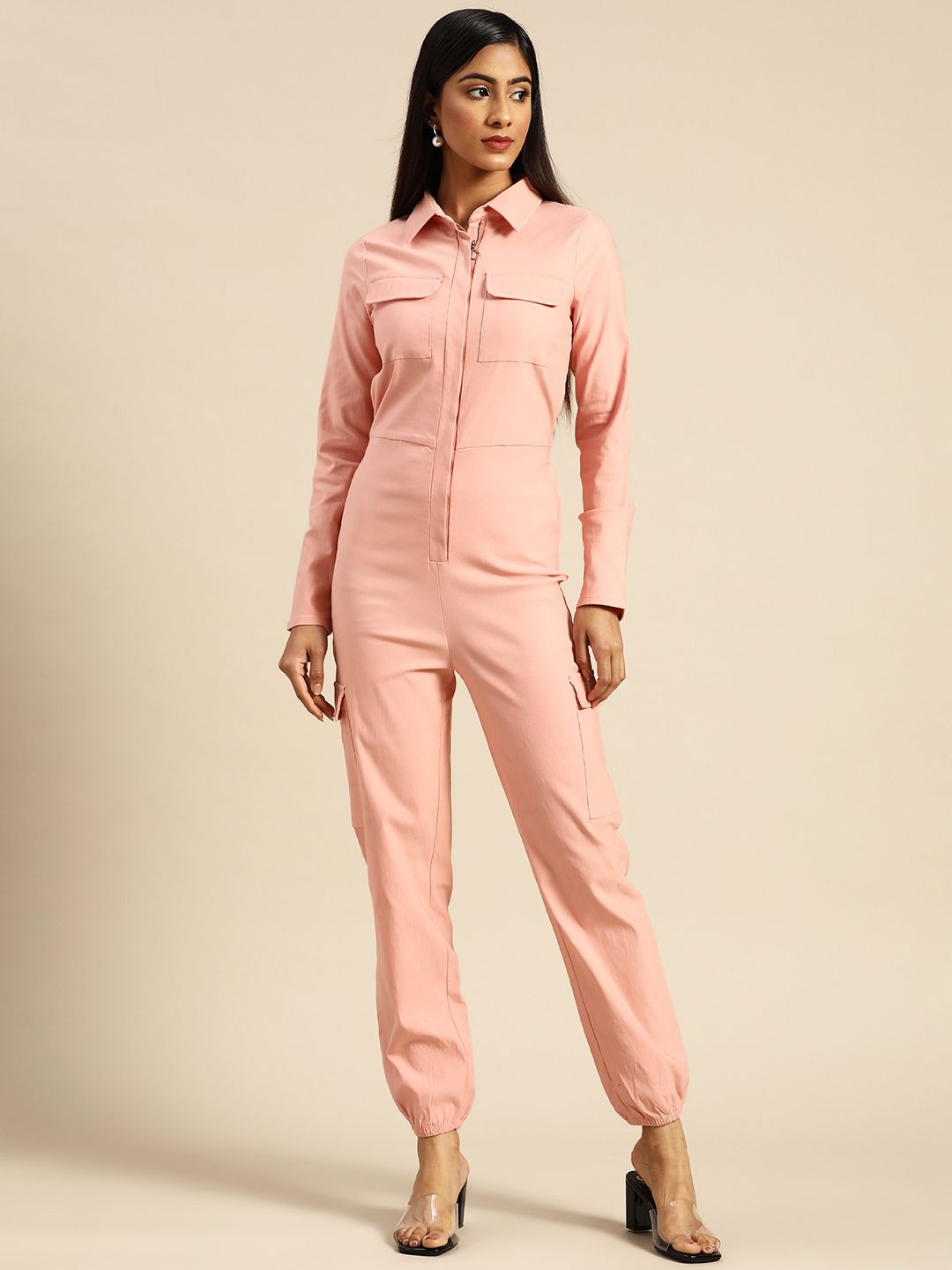 Athena Pink Basic Jumpsuit