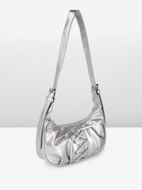 DressBerry Textured Half Moon Shoulder Bag with Bow Detail