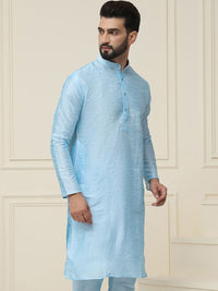 SOJANYA Band Collar Neck Long Sleeves Dupion Silk Straight Kurta