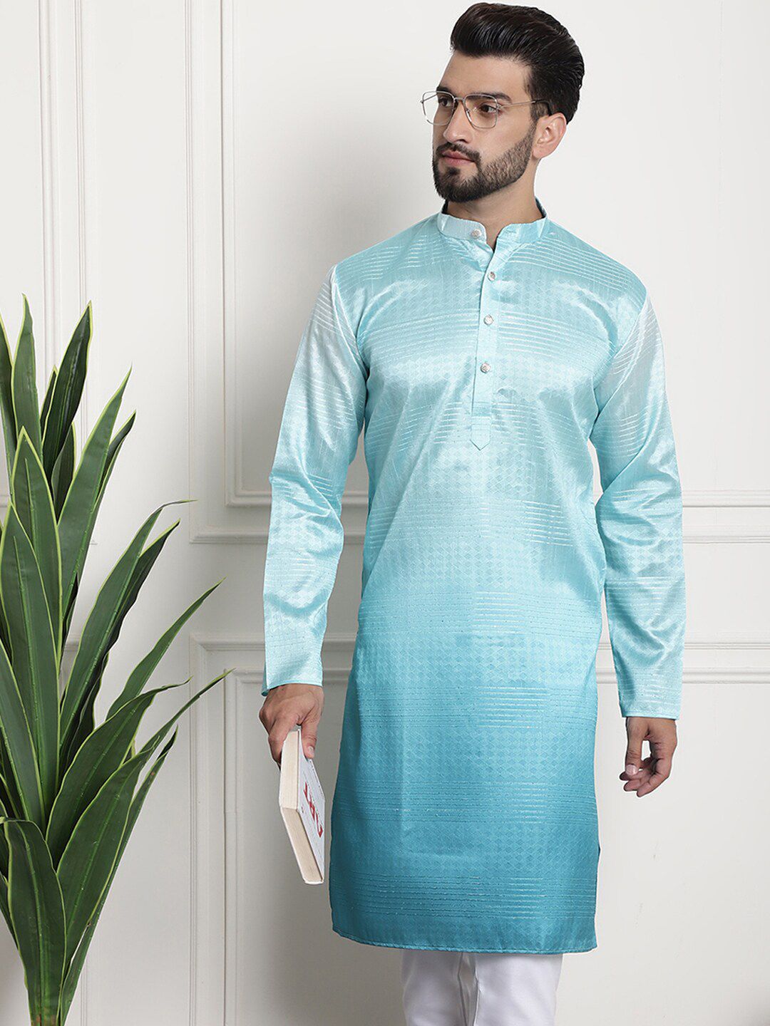 SOJANYA Kurta Lurus Tenunan Etnik Cotton Silk