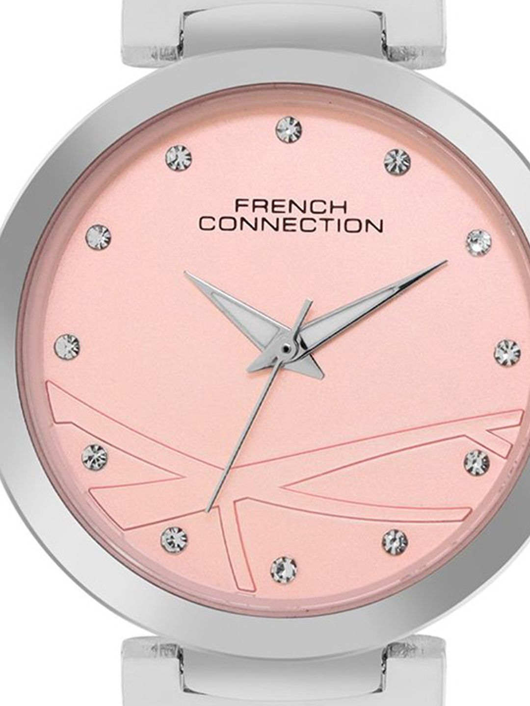 Sambungan Perancis Wanita Dail Hiasan & Tali Keluli Tahan Karat Analog Watch FCN063SM