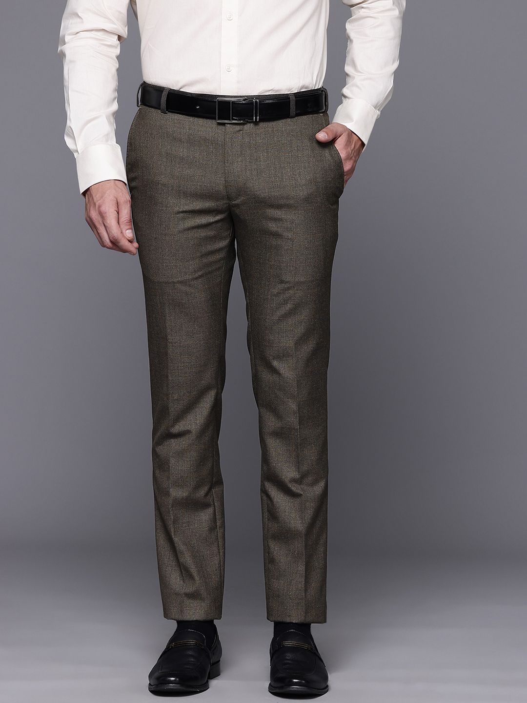 Raymond Men Checked Slim Fit Formal Trousers