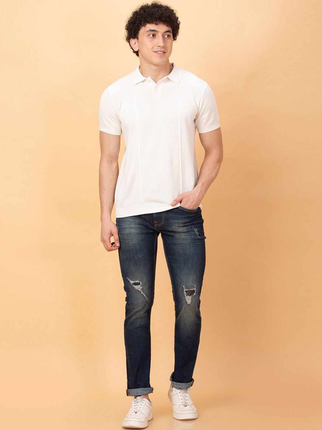 Being Human Men Slim Fit Mildly Distressed Heavy Fade Stretchable Jeans