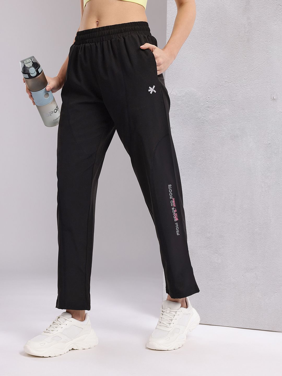 HRX by Hrithik Roshan Women Typography Print Mid-rise Running Track Pants