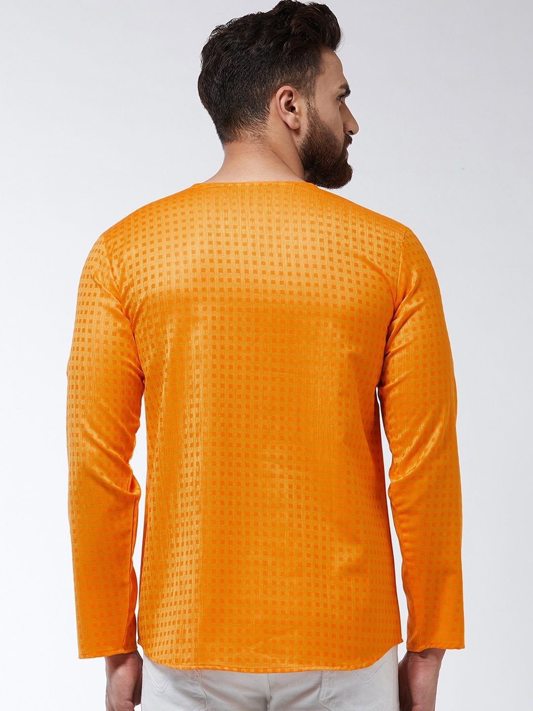 SOJANYA Kurta Lurus Tenunan Oren Lelaki