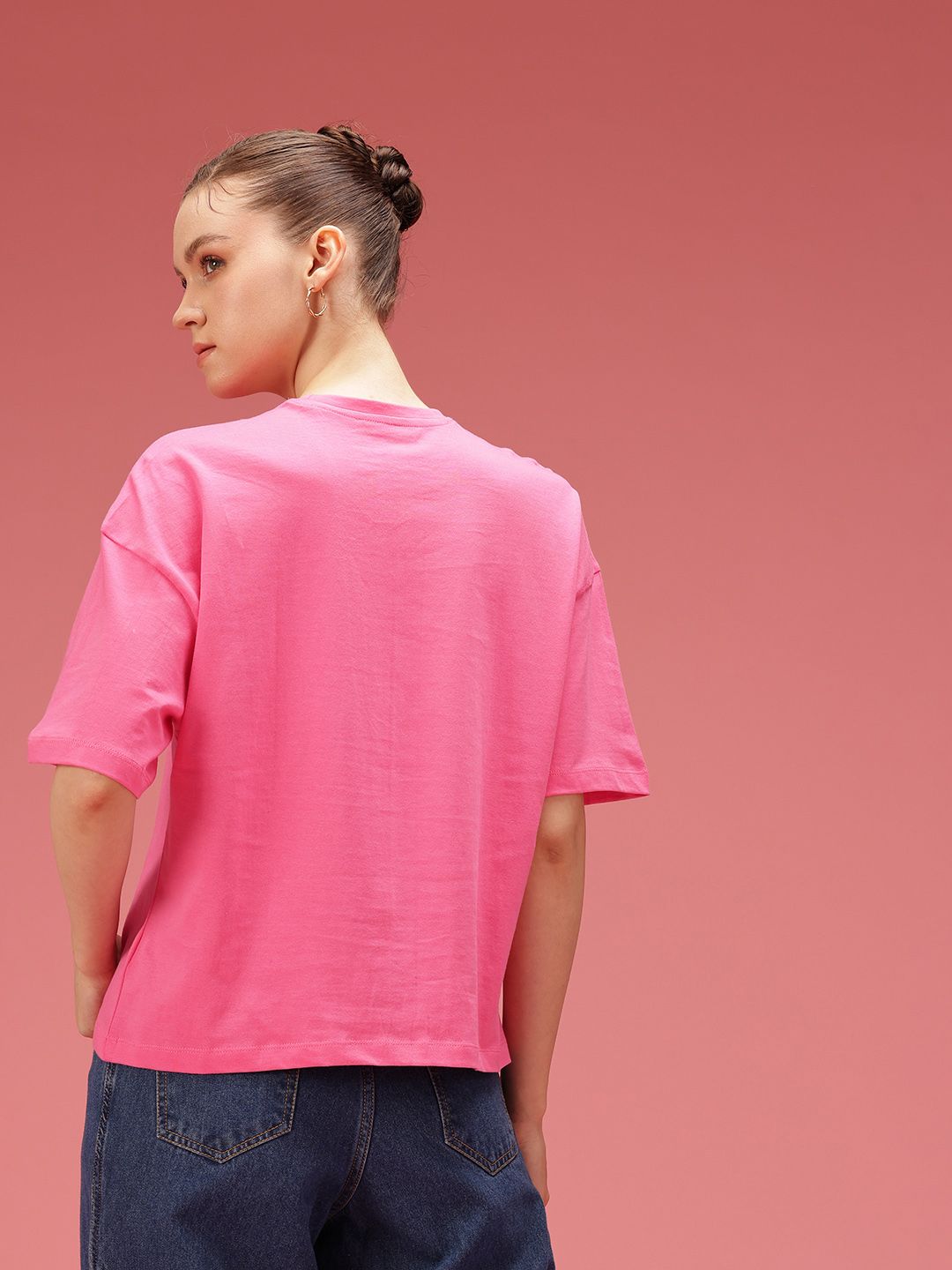 DressBerry Typography Printed Drop-Shoulder Sleeves Relaxed Fit Pure Cotton T-shirt