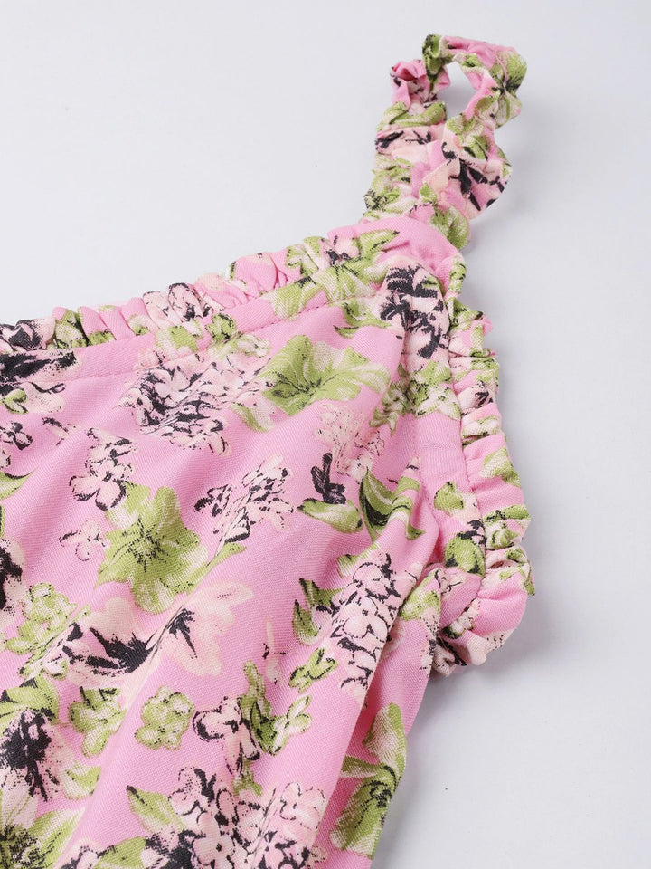 DressBerry Floral Printed Sleeveless A-Line Midi Dress