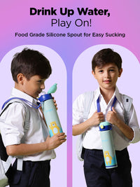 Pexpo Sea Green & Blue Printed Stainless Steel Double Wall Vacuum Water Bottle-470ml