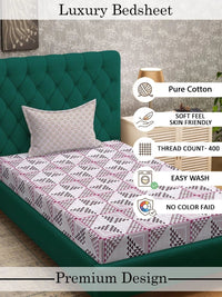 Myntra Elegant Homes Pink Geometric 400 TC Single Bedsheet with 1 Pillow Covers