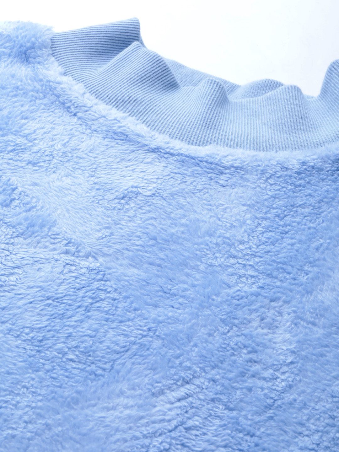 SASSAFRAS Women Blue Faux Fur Sweatshirt