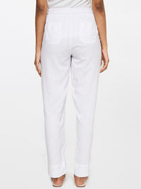 Global Desi Women White Straight Fit Trousers