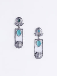 PANASH Silver-Plated Oxidised Classic Drop Earrings