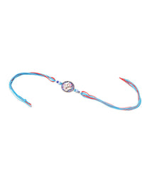 NVR Unisex Red & Blue Ganesh Ji Thread Rakhi With Roli Chawal