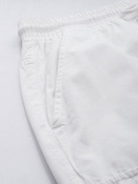 Bene Kleed Men White Parachute Fit Cotton Cargos Trousers
