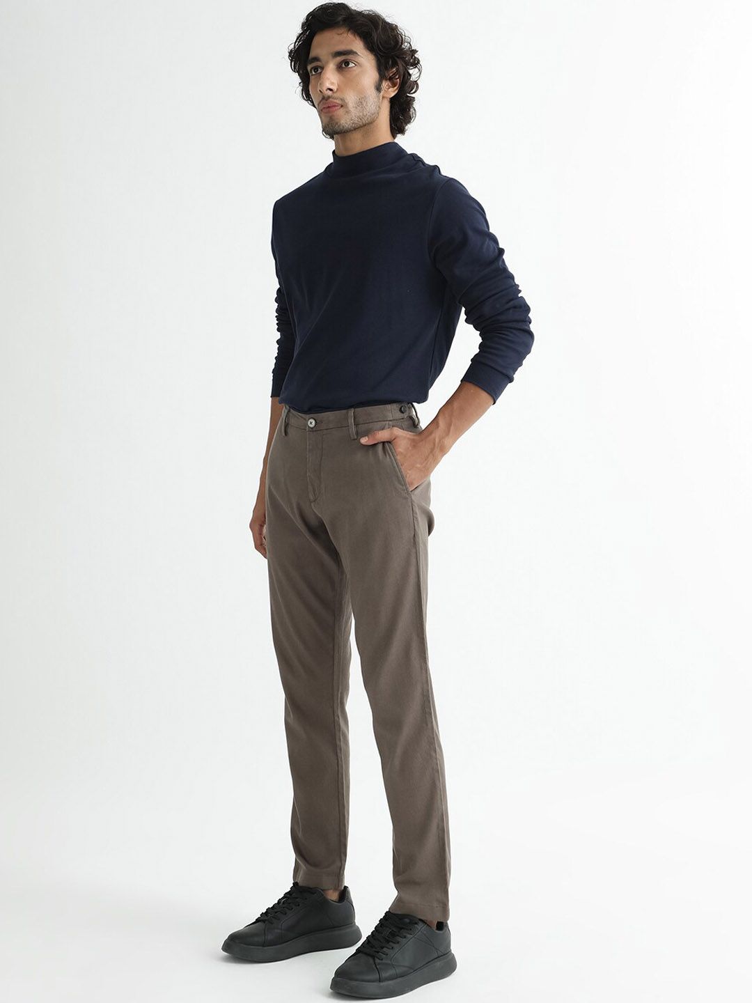 RARE RABBIT Men Slim Fit Mid-Rise Cotton Casual Trousers