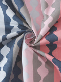 KLOTTHE Blue & Pink Printed 300TC Fitted Double King Bedsheet With 2 Pillow Covers