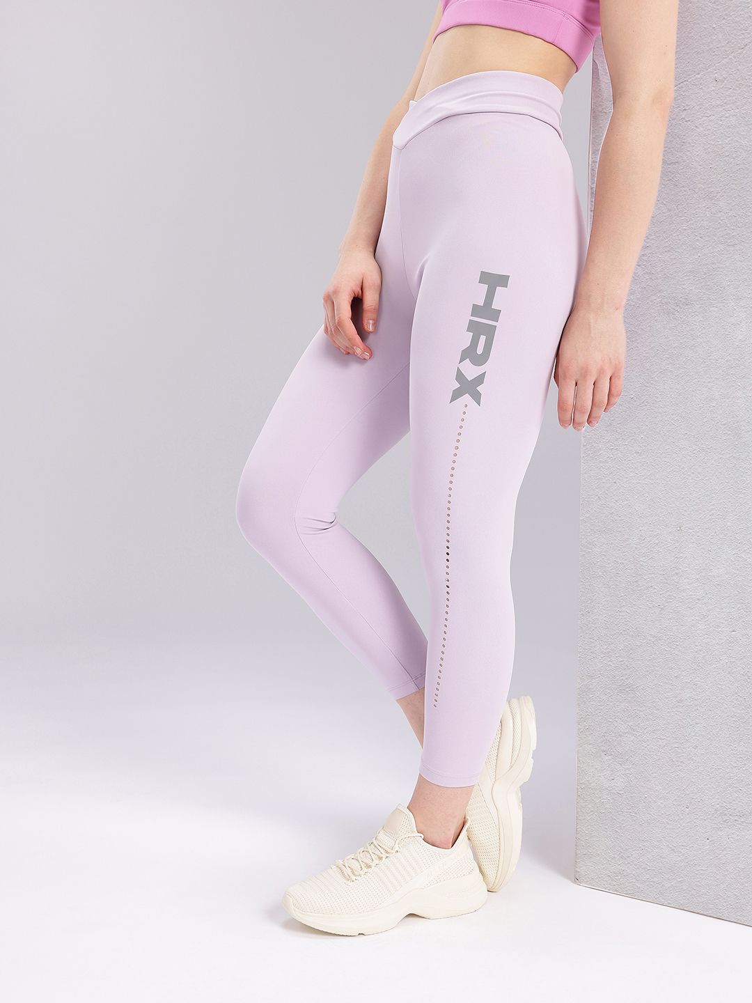 HRX by Hrithik Roshan Women Brand Logo Print Mid-Rise Cropped Running Tights