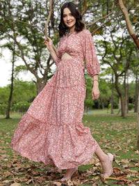 STREET 9 Floral Printed Puff Sleeve Maxi Dress