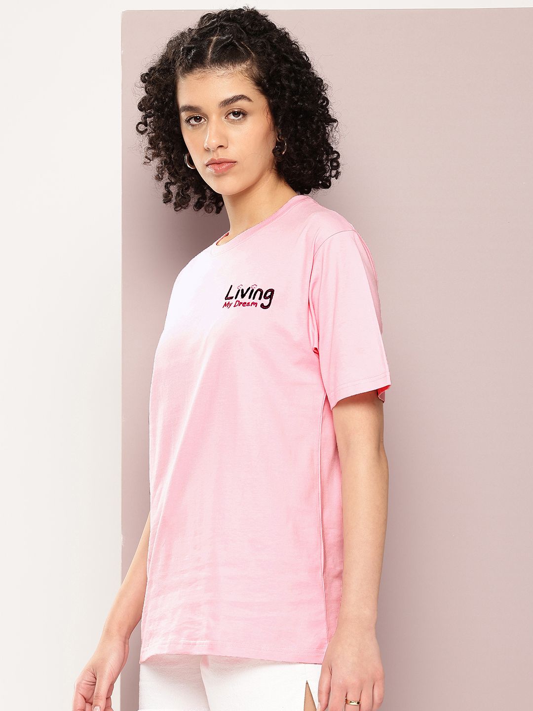 DILLINGER Women Typography Printed Pure Cotton Oversized T-shirt