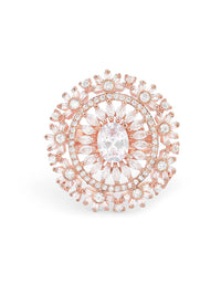 Cincin Jari Boleh Laras Zaveri Pearls Rose Saduran Emas CZ