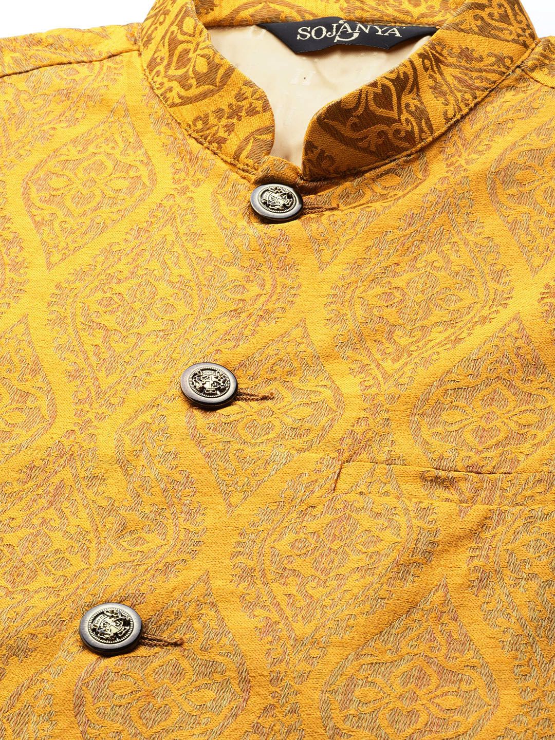 SOJANYA Kurta Rekaan Sendiri Oren Lelaki dengan Jaket Churidar & Nehru