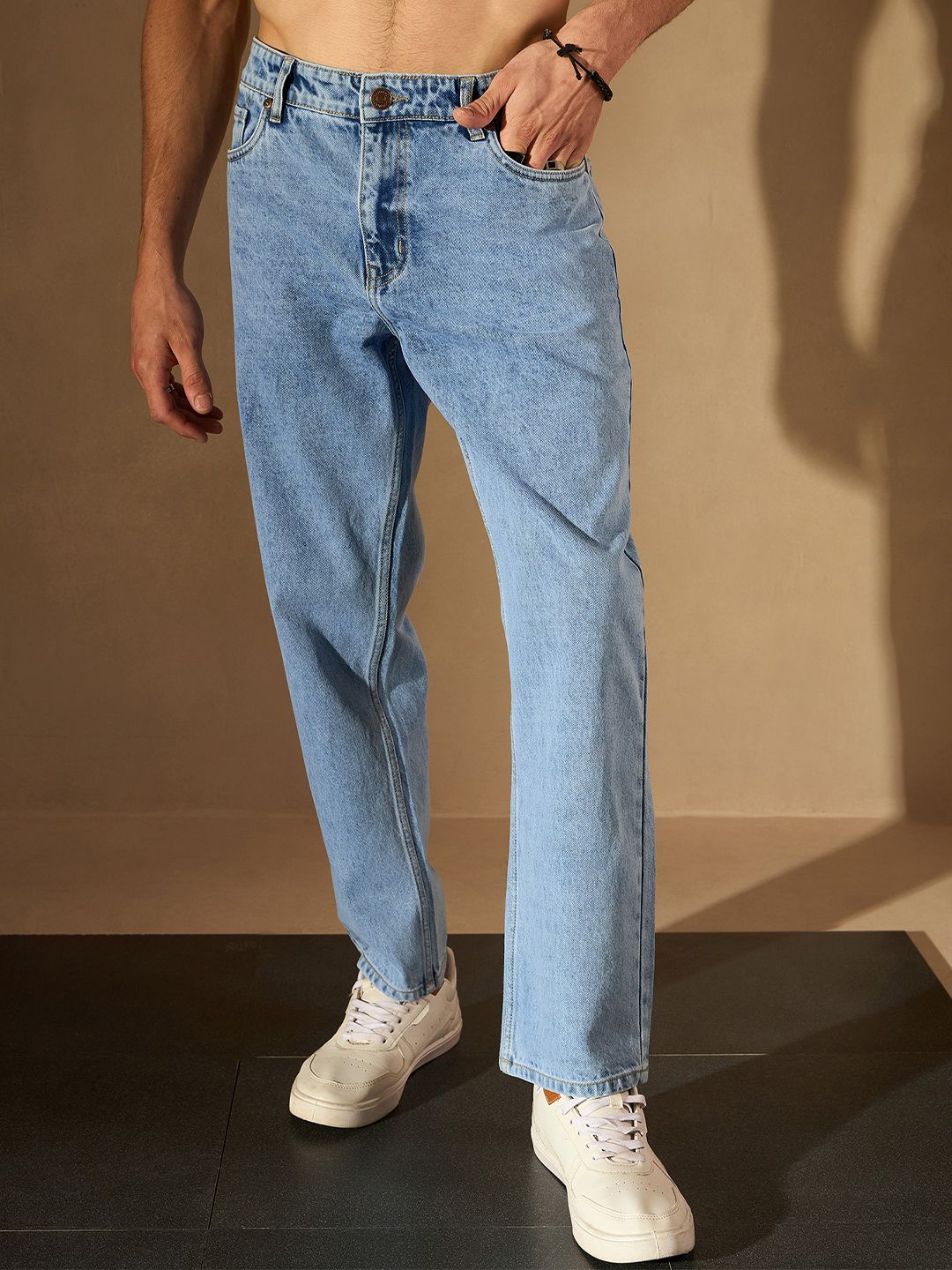 DENNISON Men Smart Baggy Fit Clean Look Heavy Fade Cotton Jeans