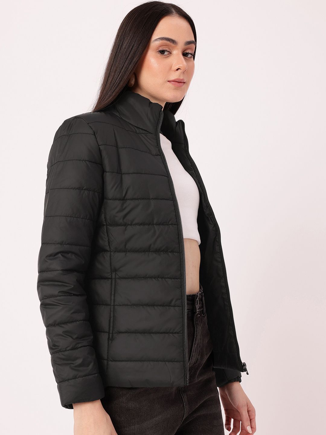 DressBerry Cozy Touch Mock Collar Padded Jacket