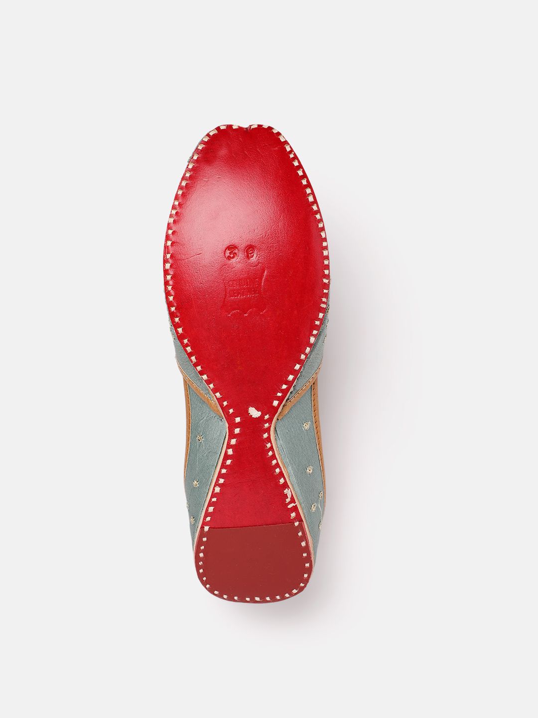 House of Pataudi Women Indie Floral Embroidered Leather Mojaris