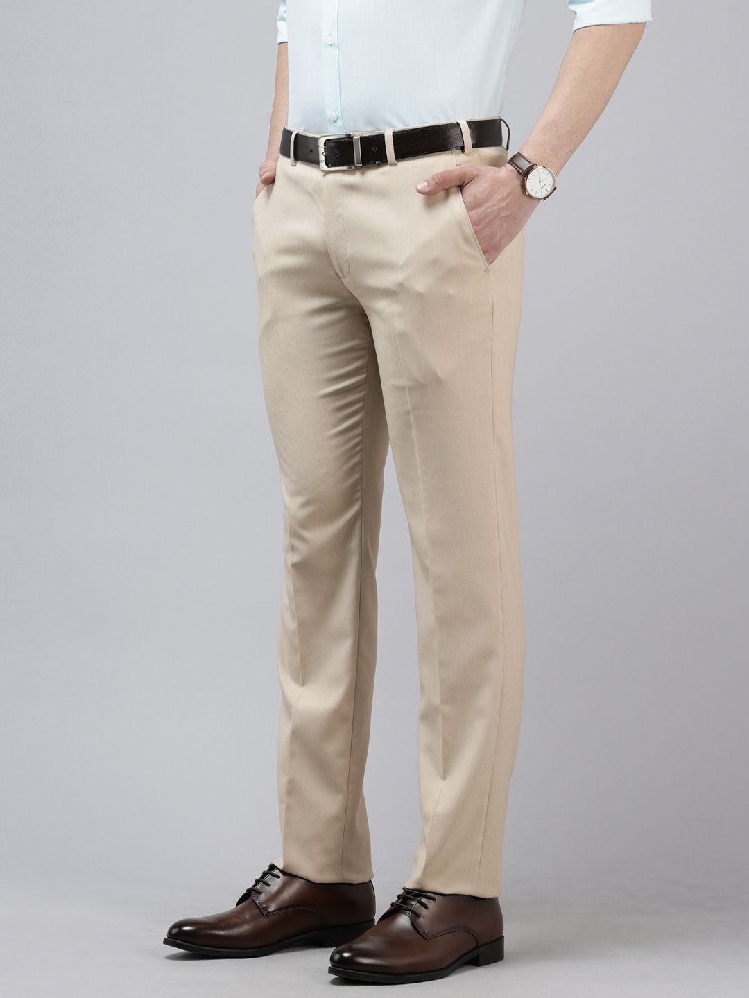 Park Avenue Men Textured Slim Fit Formal Trousers