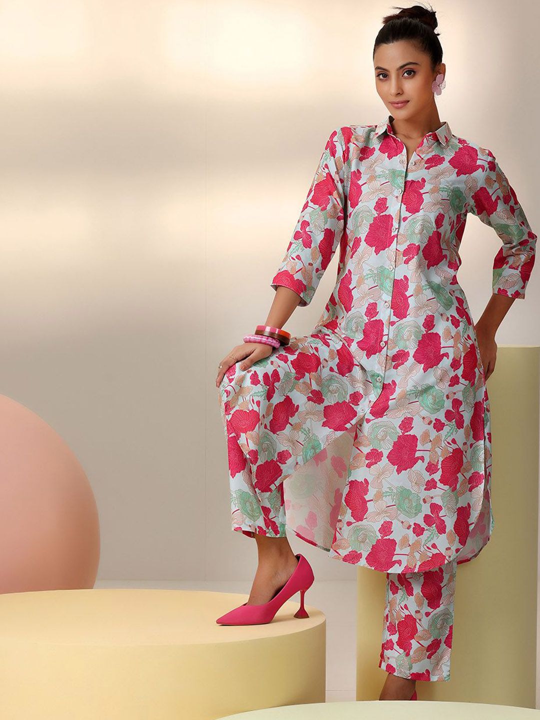 Libas Floral Printed Shirt With Trouser