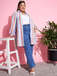 SASSAFRAS Curve Women Plus Size Blue Bootcut High-Rise Clean Look Stretchable Jeans