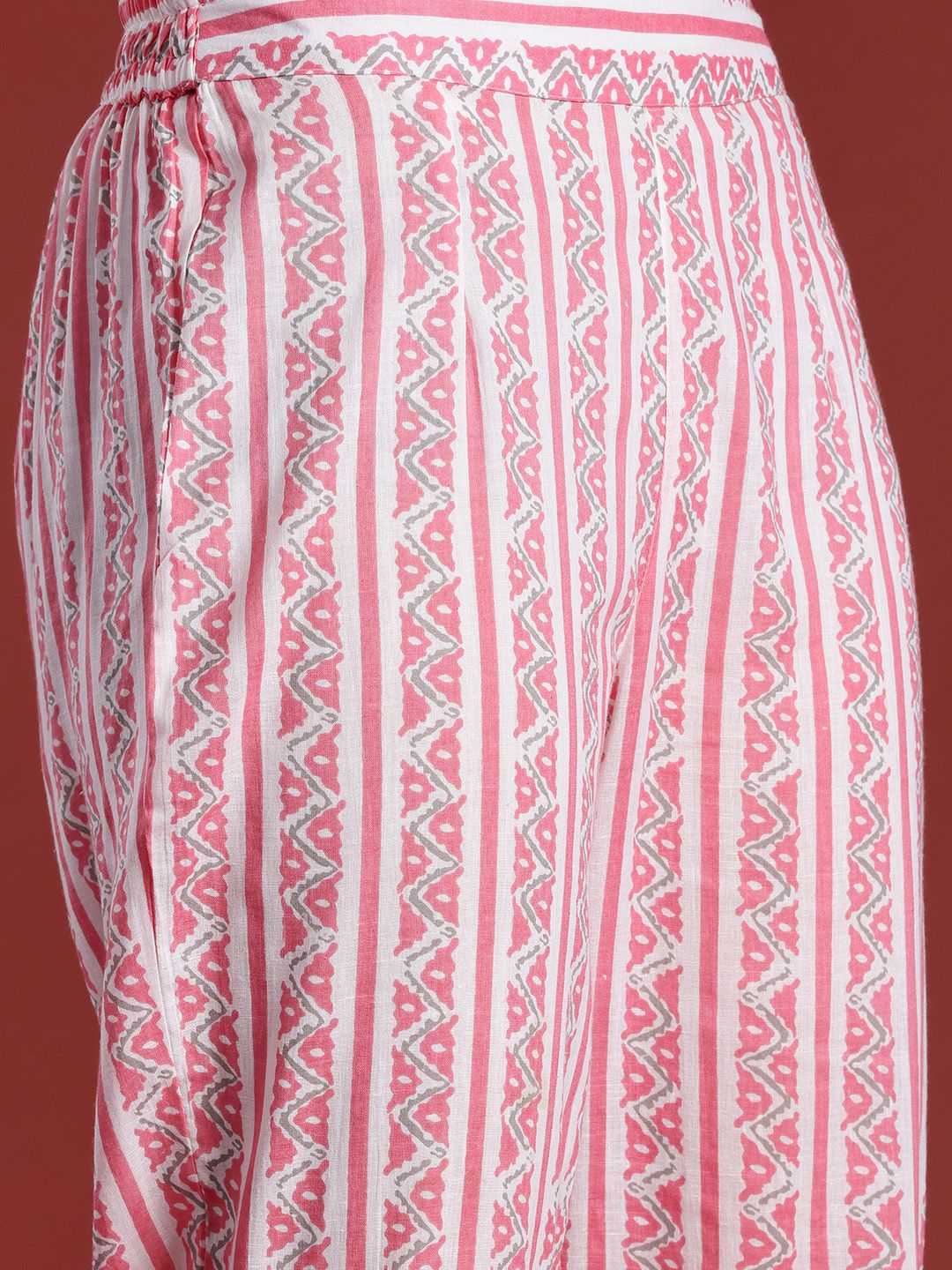 Anouk Floral Printed Panelled Pure Cotton Kurta with Trousers & With Dupatta