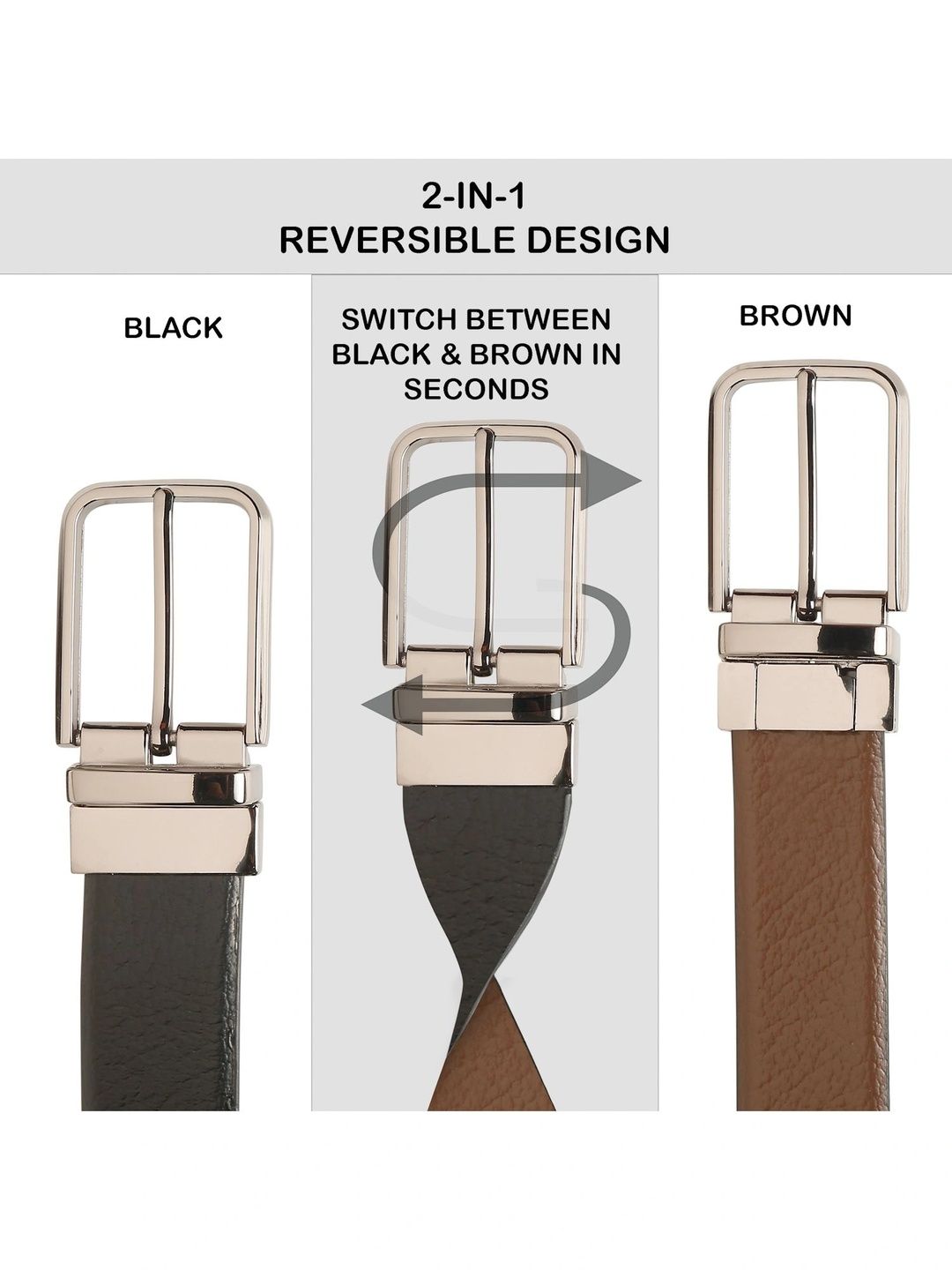 Teakwood Leathers Men Textured Leather Reversible Belt