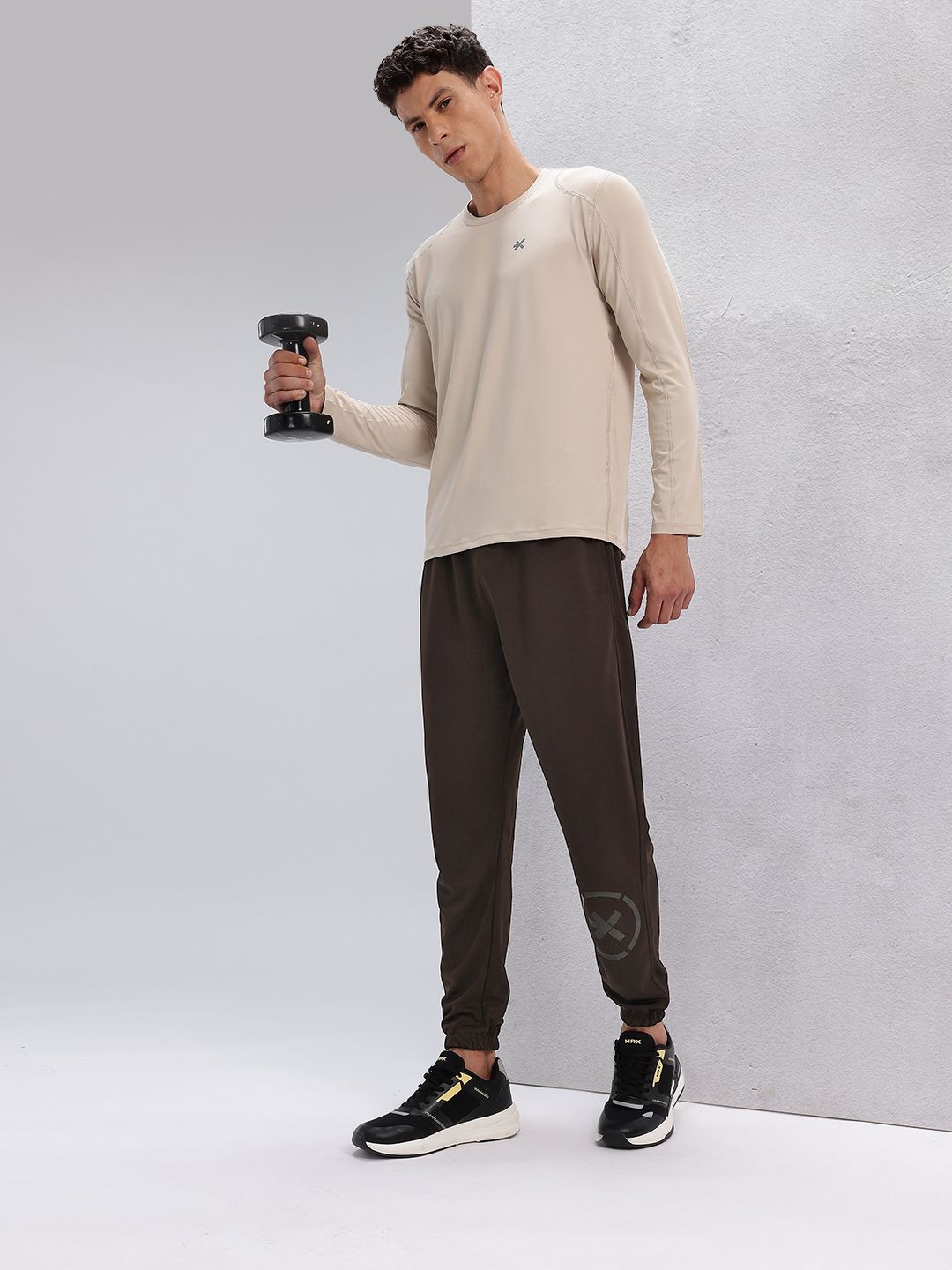 HRX by Hrithik Roshan Men Brand Logo Printed Mid-Rise Rapid-Dry Training Joggers