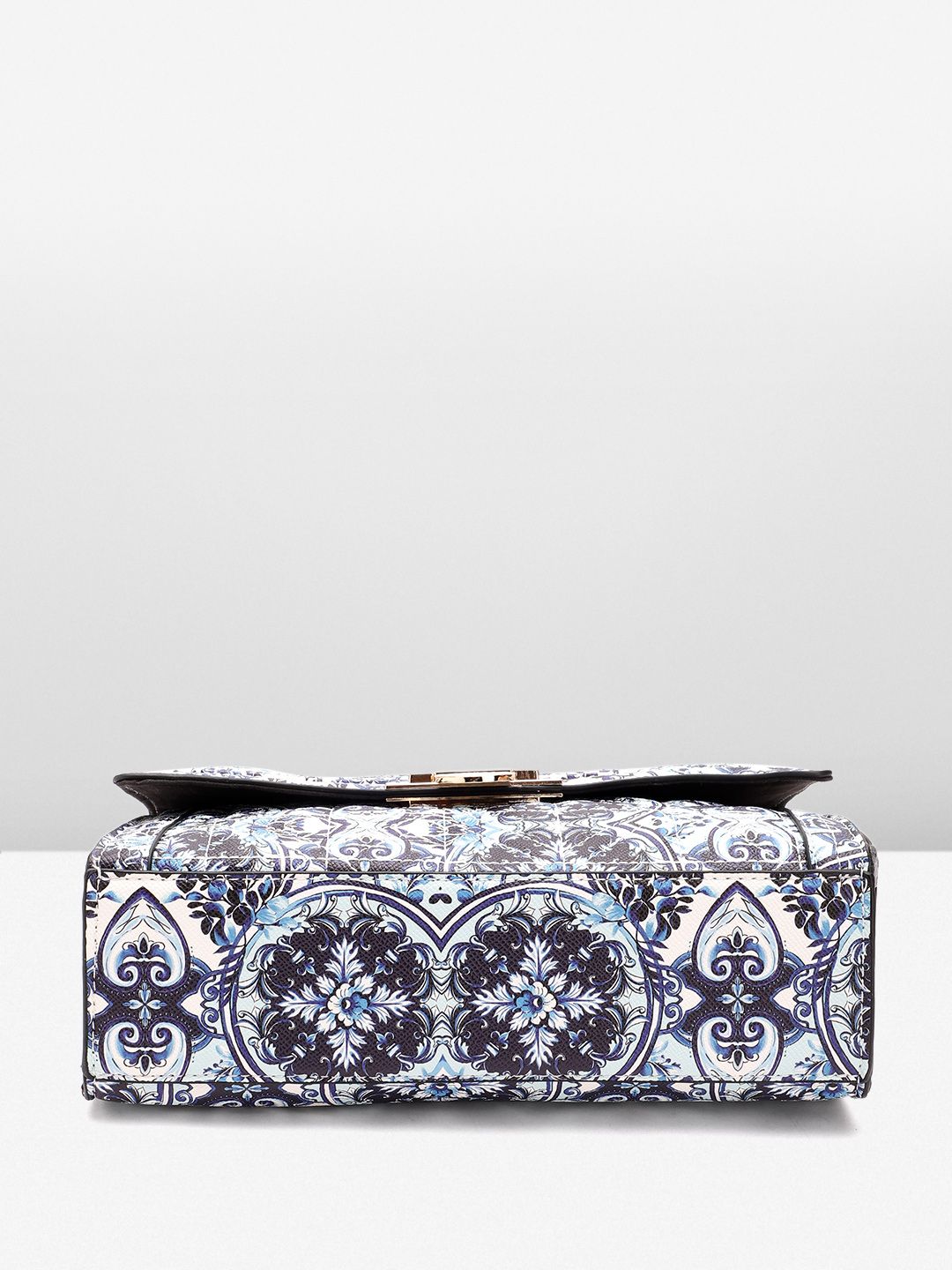 Lino Perros Floral Printed Structured Shoulder Bag with Quilted Detail