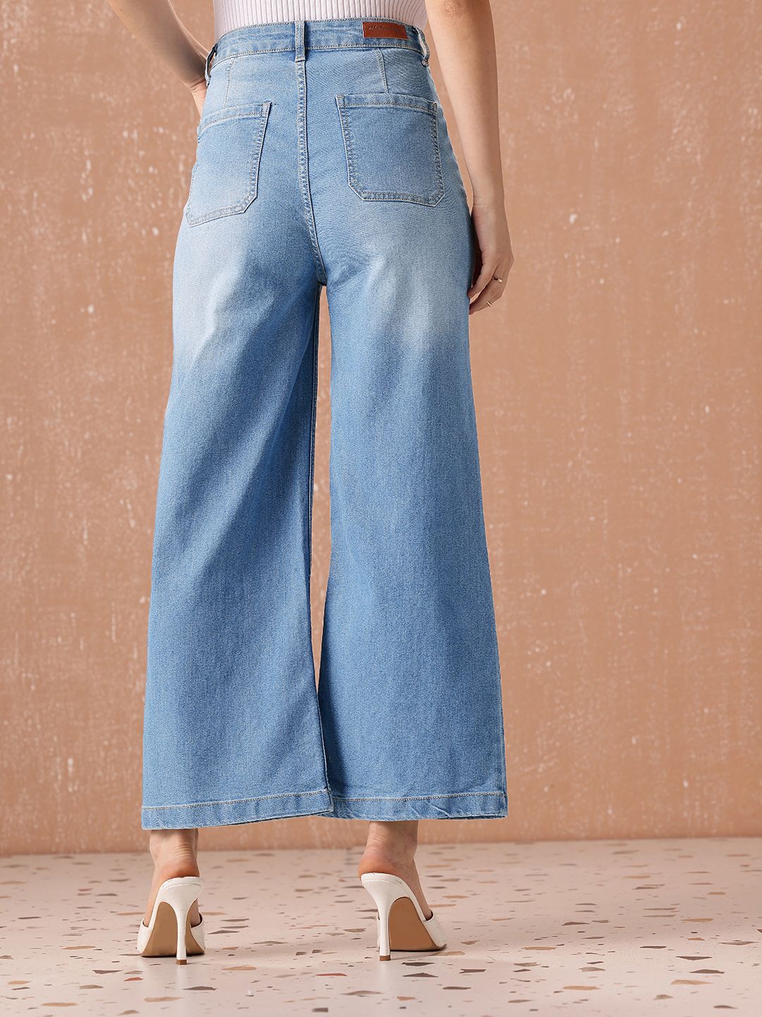 all about you Women Wide Leg High-Rise Heavy Fade Stretchable Jeans
