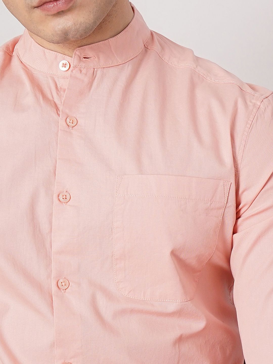 The Indian Garage Co Pure Cotton Band Collar Casual Shirt