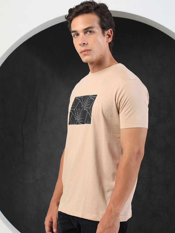 RARE RABBIT Men Glams Graphic Printed Pure Cotton Slim Fit T-Shirt