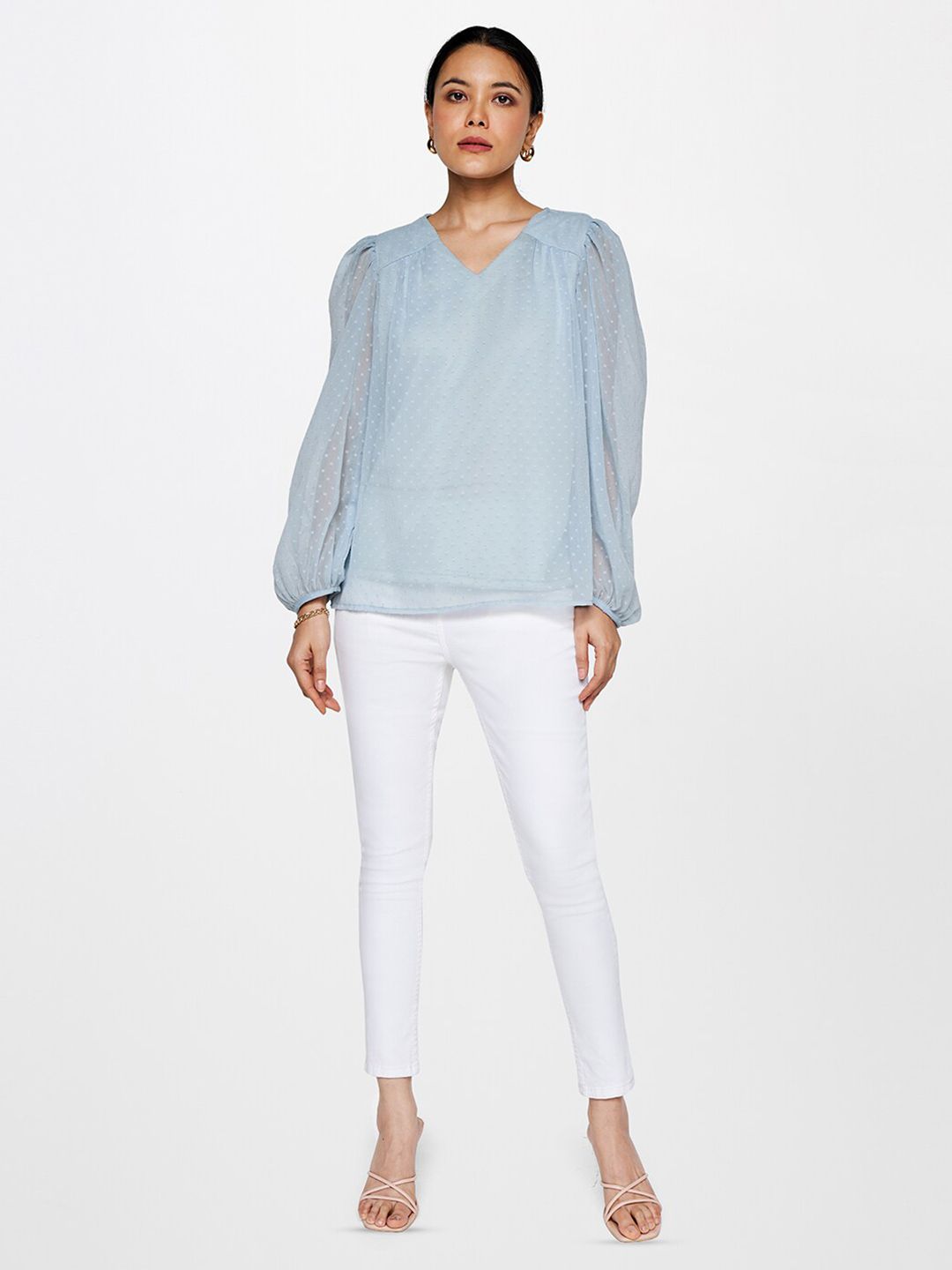 AND Self Designed V-Neck Regular Top
